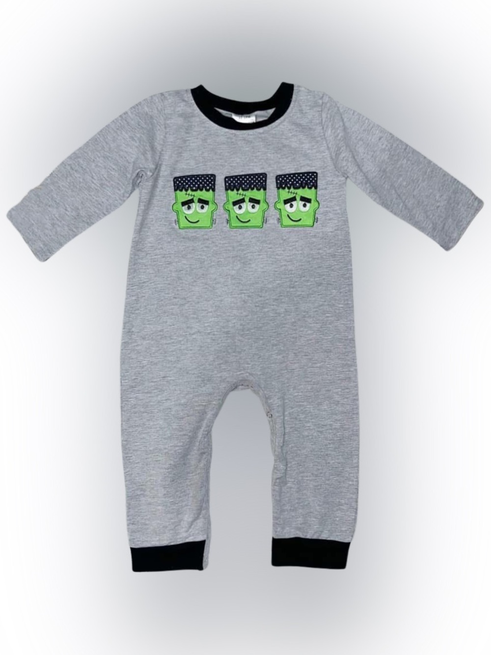 NEW Baby Boys Gray Long Sleeve Halloween Frankenstein Romper Multiple Sizes